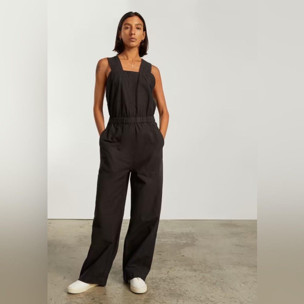 NWT Everlane The Fatigue Apron Jumpsuit in Black Size 8